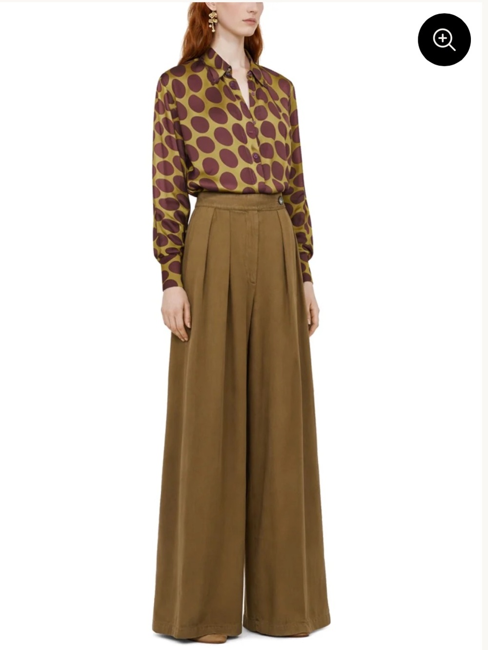 Dries Van Pamplona Double-Pleated Wide-Leg Pants Tan
